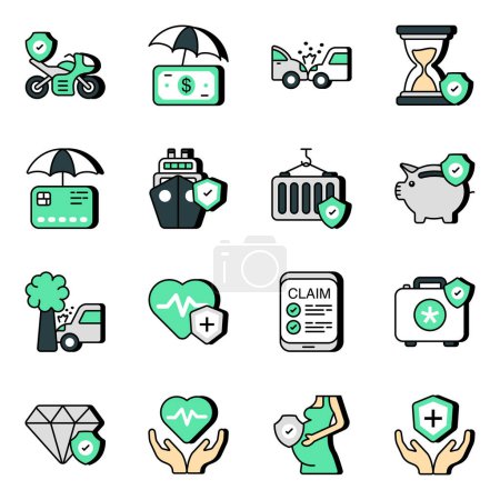 Illustration for Pack of Safety Flat Icons - Royalty Free Image