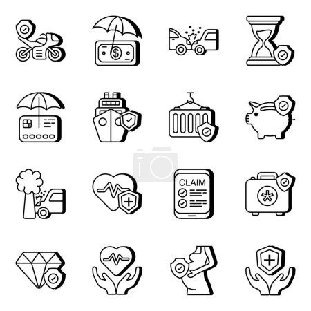 Illustration for Pack of Safety Linear Icons - Royalty Free Image