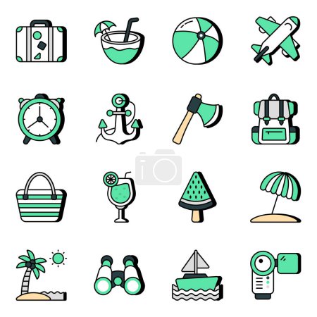 Illustration for Pack of Travel Flat Icons - Royalty Free Image