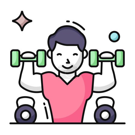Illustration for A flat design icon of weightlifting - Royalty Free Image
