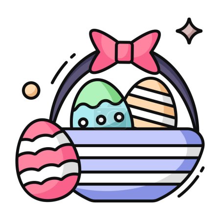 Illustration for Conceptual flat design icon of egg bucket - Royalty Free Image