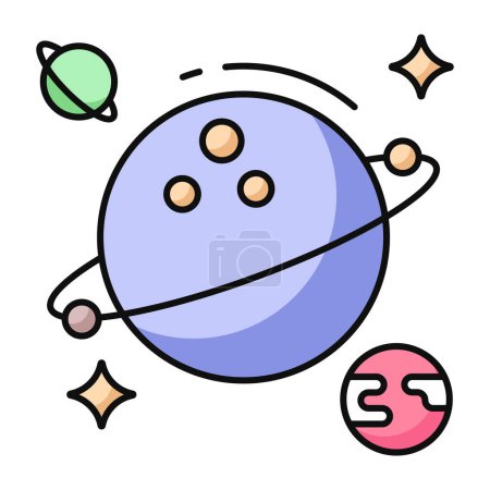 Illustration for Editable design icon of revolving planet - Royalty Free Image
