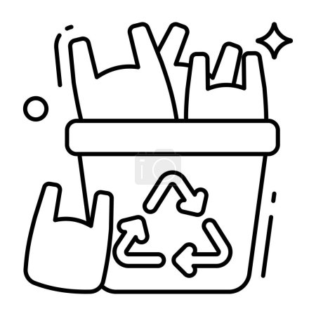 Téléchargez les illustrations : Icône conceptuelle de conception plate du recyclage des sacs en plastique - en licence libre de droit