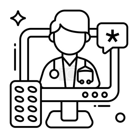 Illustration for An icon design of online doctor - Royalty Free Image
