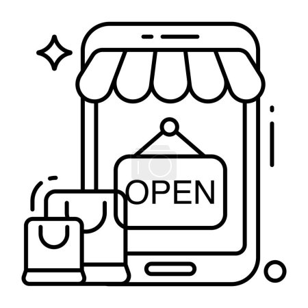 Ilustración de Icono de diseño perfecto de tienda móvil abierta - Imagen libre de derechos