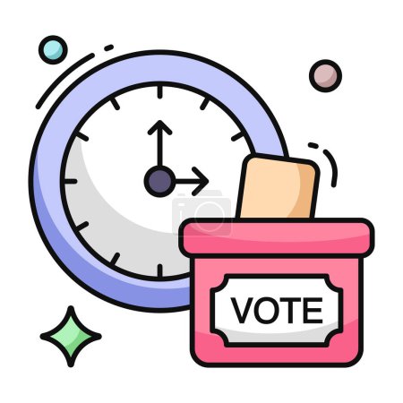 Illustration for Conceptual flat design icon of vote time - Royalty Free Image