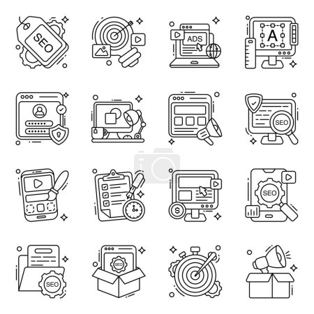 Téléchargez les illustrations : Pack d'icônes de ligne Web - en licence libre de droit