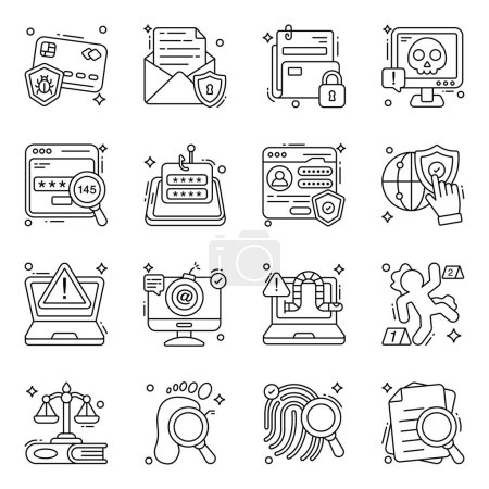 Ilustración de Pack de iconos de la línea de seguridad cibernética - Imagen libre de derechos