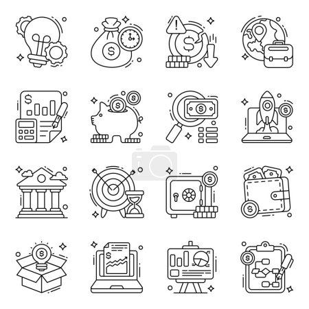 Illustration for Pack of Business Line Icons - Royalty Free Image