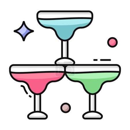 Téléchargez les illustrations : Icône design tendance des verres à jus - en licence libre de droit