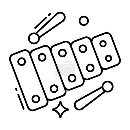 Illustration for A musical instrument icon, flat design of xylophone - Royalty Free Image