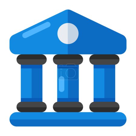 Illustration for A flat design icon of bank building - Royalty Free Image