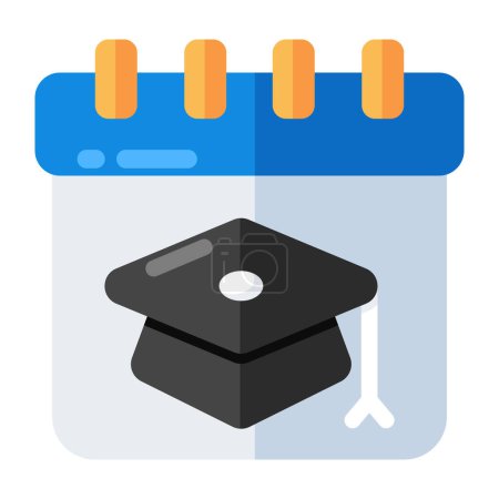 Illustration for Calendar with mortarboard, icon of study schedule - Royalty Free Image