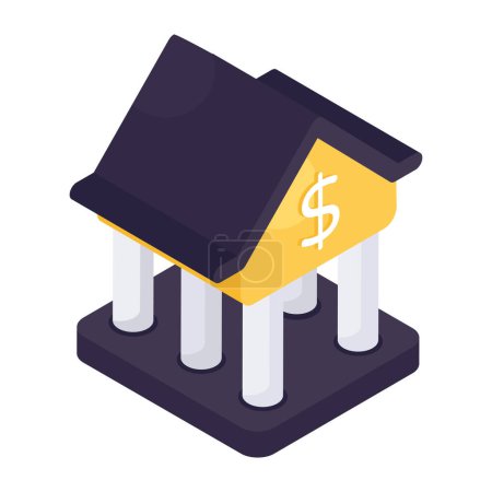 Illustration for Isometric design icon of bank building - Royalty Free Image