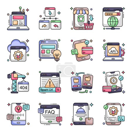 Illustration for Pack of Mobile Data Flat Icons - Royalty Free Image