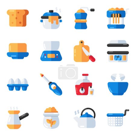 Illustration for Set of Home Utensils Flat Icons - Royalty Free Image