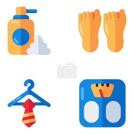 Illustration for Set of Grooming Accessories Flat Icons - Royalty Free Image