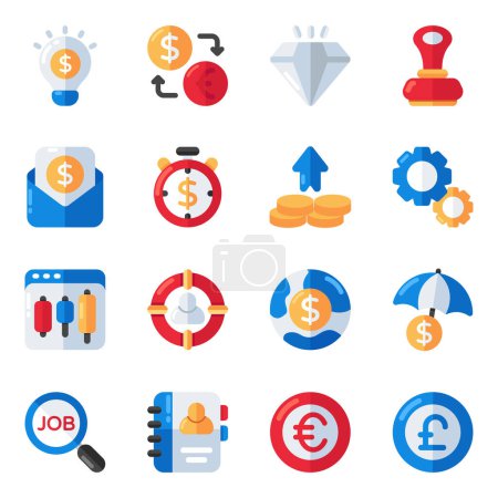 Illustration for Set of Business and Document Flat Icons - Royalty Free Image