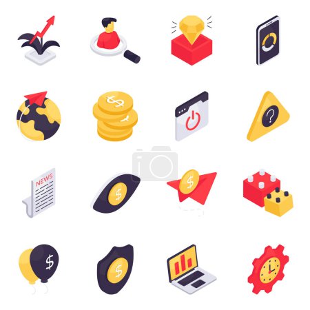 Photo for Set of Business and Economy Isometric Icons - Royalty Free Image