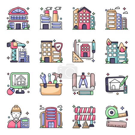 Illustration for Pack of Vacations Flat Icons - Royalty Free Image