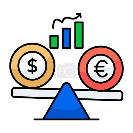 Ilustración de Un icono plano diseño de equilibrio financiero - Imagen libre de derechos