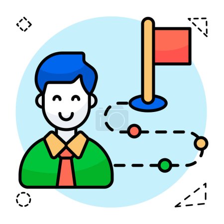 A colored design icon of business goal
