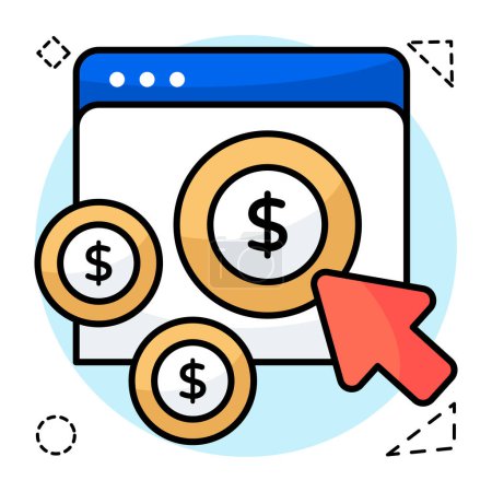 Konzeptionelle flache Design-Ikone der Bezahlung per Klick