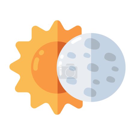 Icône design moderne du soleil avec lune, vecteur planètes 