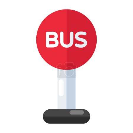 Un icono de diseño de color de la placa de parada de autobús