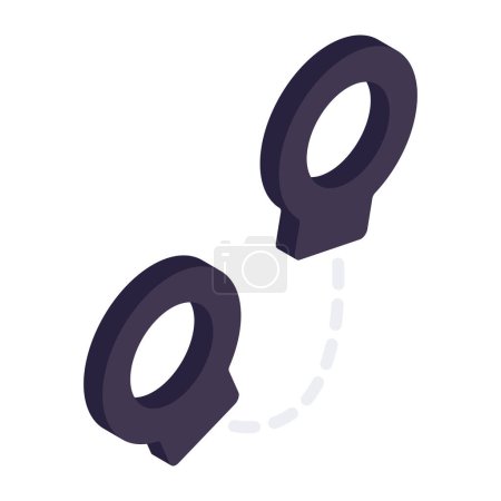 An isometric design icon of handcuffs 