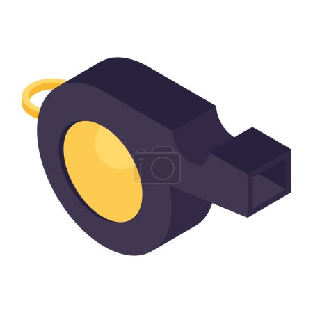 A shrill sound icon, isometric design of whistle