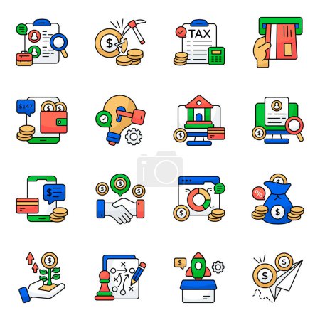 Set of Business and Finance Flat Icons 