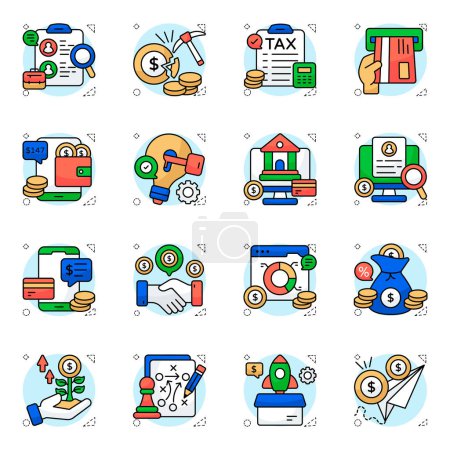 Set of Business and Finance Flat Icons 