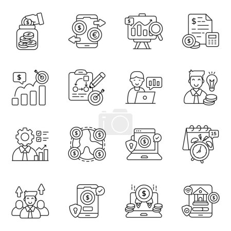 Set of Investment Linear Icons 