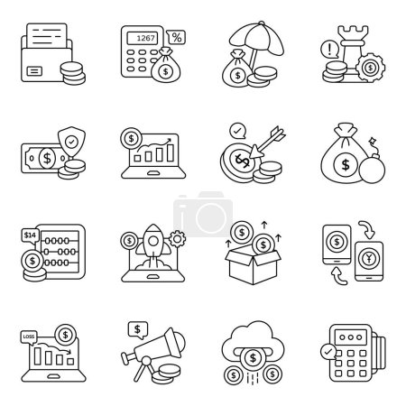 Set of Finance Linear Icons 