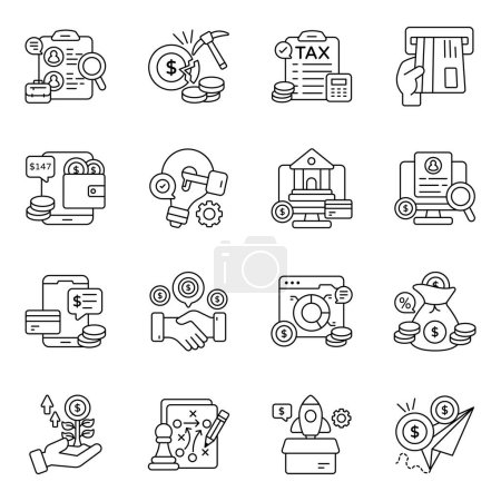 Set of Business and Finance Linear Icons 
