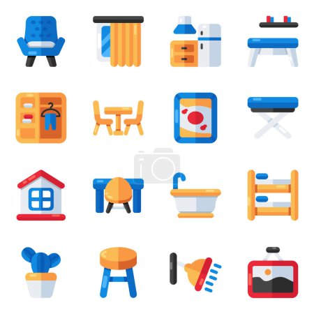 Set of House Fittings Flat Icons