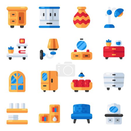 Illustration for Set of Houseware Flat Icons - Royalty Free Image