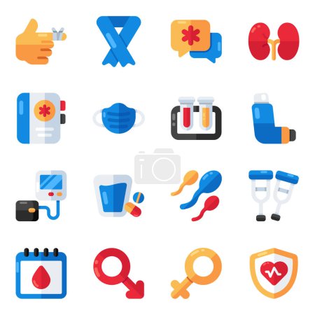 Illustration for Set of Medical and Healthcare Flat Icons - Royalty Free Image