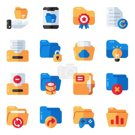 Set of Folders and Files Flat Icons