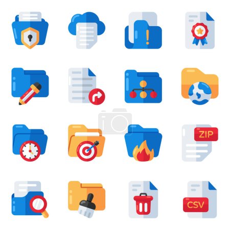 Set of Folders and Files Flat Icons