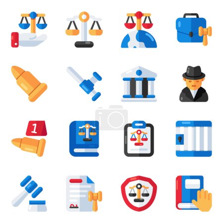 Set of Law Flat Icons 