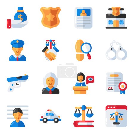 Set of Justice Flat Icons 