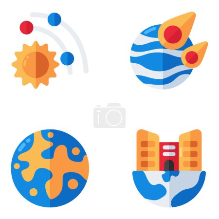 Set of Space and Astrology Flat Icons 