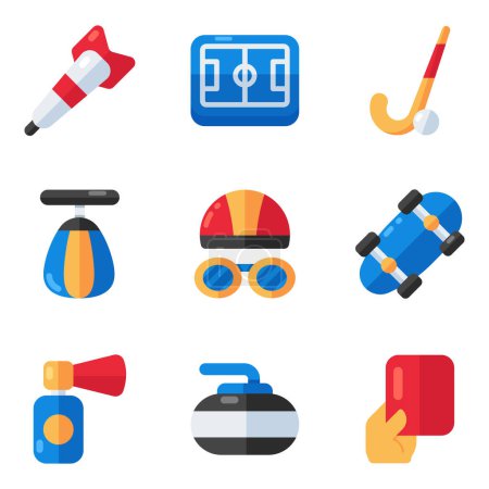 Set of Sports and Games Flat Icons 