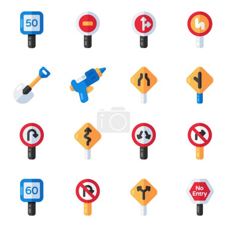 Set of Construction Tools Flat Icons 