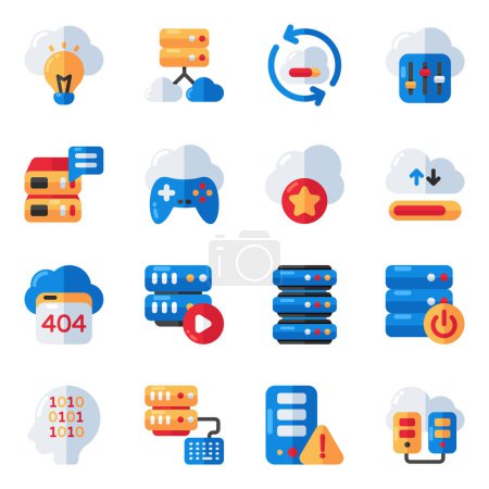 Set of Cloud Technology Flat Icons 
