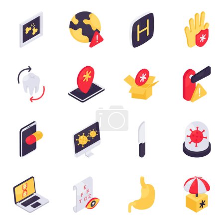 Illustration for Set of Medical Tools Isometric Icons - Royalty Free Image
