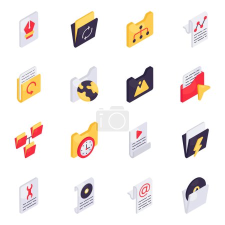 Set of Folders Isometric Icons