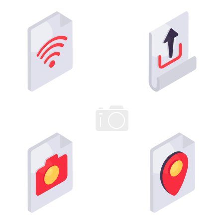 Set of Folders Isometric Icons